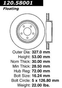Centric Parts 120.58001 Premium Brake Rotor with E-Coating