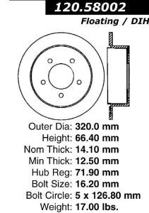 Centric Parts 120.58002 Premium Brake Rotor with E-Coating