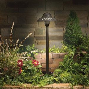 Kichler Lighting 15457AZT Pierced Dome 1-Light 12-Volt Landscape Path & Spread Light, Textured Architectural Bronze